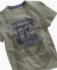 Shout it out. He can show off his casual cool with this t-shirt from Epic Threads, with the ET logo in a bold graphic on front. Shout it out. He can show off his casual cool with this t-shirt from Epic Threads, with the ET logo in a bold graphic on front.