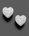 Your heart's in the right place… give her stunning heart stud diamond earrings created by a cluster of round, single-cut diamonds (1/10 ct. t.w.) set in 14k white gold.