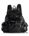 The utilitarian backpack takes on a fun, glamorous shine in this version by LeSportsak.