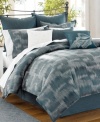 An ombre dye pattern of deep blue and white creates a soft, misty design upon this Indigo Ombre comforter set from Tommy Bahama. Variegated white striping upon the bedskirt adds a smooth, tailored finish to this ensemble. Pair with Indigo Ombre sheet sets to complete the look.