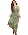Sport one of the summer's hottest trends with INC's sleeveless plus size maxi dress, finished by a beaded waist.