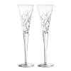 Featuring an updated version of the popular Duchesse pattern. Elegant toasting flute pair for celebrations. Produced in full lead crystal and designed by Vera Wang.