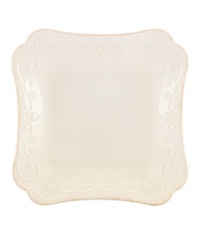 With fanciful beading and a feminine edge, Lenox French Perle square plates are a great addition to your white dinnerware and have an irresistibly old-fashioned sensibility. Hard-wearing stoneware is dishwasher safe and, in a soft white hue with antiqued trim, a graceful addition to every meal. With fanciful beading and a feminine edge, Lenox French Perle square plates are a great addition to your white dinnerware and have an irresistibly old-fashioned sensibility. Hard-wearing stoneware is dishwasher safe and, in a soft white hue with antiqued trim, a graceful addition to every meal.