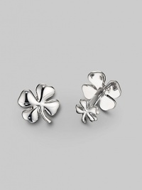 Wear your luck on your sleeve with these richly sculpted designs, a large clover in front, a smaller one at the t-back. Diameter, length, about ¾ Made in USA