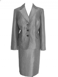 EVAN PICONE Women's Plus Size Textured Jacket/Skirt-BLACK/SILVER-16W
