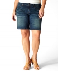 Pair all your new tanks and tees with Levi's plus size boyfriend shorts, featuring a tilted rise for fuller back coverage. Pair all your new tanks and tees with Levi's plus size boyfriend shorts, featuring a tilted rise for fuller back coverage.