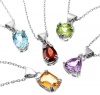 Sterling Silver Peridot, Garnet, Amethyst, Blue Topaz and Citrine Pendant Necklace Set, 18