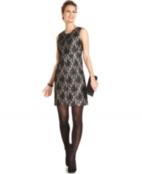 In a classic shift style, this lace overlay Alfani dress is perfect for an elegant soiree look! In a classic shift style, this lace overlay Alfani dress is perfect for an elegant soiree look!
