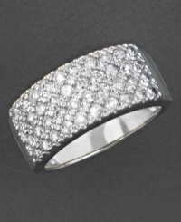 Sheer brilliance. This lovely diamond ring features four rows of round-cut diamonds (1 ct. t.w.) set in 14k white gold. Sheer brilliance. This lovely diamond ring features four rows of round-cut diamonds (1 ct. t.w.) set in 14k white gold.