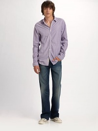 EXCLUSIVELY AT SAKS. Uneven sanding lends a worn-in look to 11-ounce rigid Japanese denim. Five-pocket style Signature back pocket embroidery Inseam, about 34 Cotton Machine wash Made in USA EXCLUSIVELY AT SAKS. Uneven sanding lends a worn-in look to 11-ounce rigid Japanese denim. Five-pocket style Signature back pocket embroidery Inseam, about 34 Cotton Machine wash Made in USA