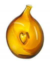 With an impressed heart in the center and a bright amber hue, this vase beams joy in any room. Part of the Artist's Choice collection by Sweden's oldest glassworks, Kosta Boda, these dreamy, whimsical vases are crafted by hand so no two are exactly alike. Designed by Kjell Engman. With an impressed heart in the center and a bright amber hue, this vase beams joy in any room. Part of the Artist's Choice collection by Sweden's oldest glassworks, Kosta Boda, these dreamy, whimsical vases are crafted by hand so no two are exactly alike. Designed by Kjell Engman.