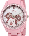 Disney Women's MK2125 Mickey Mouse Rhinestone Accent Spray Pink Bracelet Watch