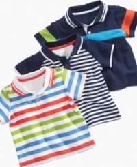 Make him a dapper dude with one of these darling striped polo shirts from First Impressions. Make him a dapper dude with one of these darling striped polo shirts from First Impressions.