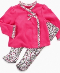 Unleash her exotic side with this fun and frilly shirt and footed pant set from First Impressions. Unleash her exotic side with this fun and frilly shirt and footed pant set from First Impressions.