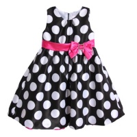 Nannette Girls 2-6X Dot Print Shangtung Dress With Sash And Diamonte Bow, Black, 4T Nannette Girls 2-6X Dot Print Shangtung Dress With Sash And Diamonte Bow, Black, 4T