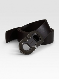 A modern classic crafted in refined calfskin leather with an adjustable gancino buckle. Leather Ruthenium buckle About 1¼ wide Made in Italy A modern classic crafted in refined calfskin leather with an adjustable gancino buckle. Leather Ruthenium buckle About 1¼ wide Made in Italy