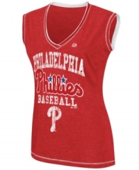 Finally! A fan favorite fit just for you-this Philadelphia Phillies MLB tank from Majestic Apparel is a homerun. Finally! A fan favorite fit just for you-this Philadelphia Phillies MLB tank from Majestic Apparel is a homerun.