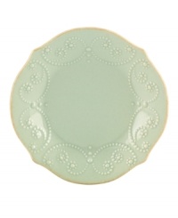 With fanciful beading and a feminine edge, this Lenox French Perle tidbit plates have an irresistibly old-fashioned sensibility. Hardwearing stoneware is dishwasher safe and, in an ethereal ice-blue hue with antiqued trim, a graceful addition to any meal. With fanciful beading and a feminine edge, this Lenox French Perle tidbit plates have an irresistibly old-fashioned sensibility. Hardwearing stoneware is dishwasher safe and, in an ethereal ice-blue hue with antiqued trim, a graceful addition to any meal.