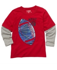 Root for the home team. He'll be ready for game day when donning this layered football tee from Osh Kosh. Root for the home team. He'll be ready for game day when donning this layered football tee from Osh Kosh.