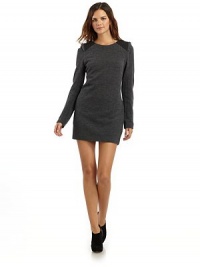 THE LOOKCrewneckPlunge backExposed back zipperLong sleevesContrast epaulettesBack dartsFully linedTHE FITAbout 31 from shoulder to hemTHE MATERIAL87% wool/13% nylonPolyester liningCARE & ORIGINDry cleanImported THE LOOKCrewneckPlunge backExposed back zipperLong sleevesContrast epaulettesBack dartsFully linedTHE FITAbout 31 from shoulder to hemTHE MATERIAL87% wool/13% nylonPolyester liningCARE & ORIGINDry cleanImported