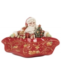 Trim the table, too. At your service, Santa Claus bears many gifts at the table in the form of Fitz and Floyd's Bountiful Holiday server. Rich detail, from the autumnal pattern in the plate to the teddy bear at his side, make it as much decor as serveware. Trim the table, too. At your service, Santa Claus bears many gifts at the table in the form of Fitz and Floyd's Bountiful Holiday server. Rich detail, from the autumnal pattern in the plate to the teddy bear at his side, make it as much decor as serveware.
