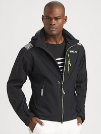 The epitome of modern versatility, the Regatta jacket is crafted from sleek microfiber with water-resistant properties and a detachable hood for function and style.Zip frontAttached hoodZippered chest, waist slash pocketsAbout 28 from shoulder to hemPolyesterMachine washImported