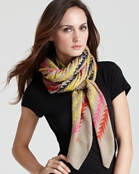 An ultra soft scarf with colorful arrowhead stripe print from MARC BY MARC JACOBS. An ultra soft scarf with colorful arrowhead stripe print from MARC BY MARC JACOBS.