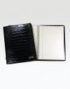 Keep every list and note in one convenient place with this handmade notebook, individually covered in croco-textured leather. A notepad of gold-gilded premium paper is included. Includes 176 perforated, lined pages Leather 7W X 9¼H Made in USA FOR PERSONALIZATIONSelect a color and quantity, then scroll down and click on PERSONALIZE & ADD TO BAG to choose and preview your monogramming options. Please allow 1 week for delivery.