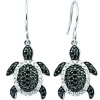 Silver Turtle Black and White Diamond Earrings (0.50 cttw, I-J Color, I2-I3 Clarity)