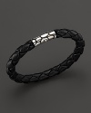 A bold mix of pebbled sterling silver and braided leather from the John Hardy Kali Collection.