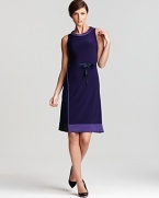 Celebrating classic femininity, this T Tahari dress flatters your curves with a cinched ribbon waist. Polish off the look with black pumps and a strand of pearls.