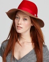 You'll flip for this head-turning Juicy Couture fedora, in a bright, statement-making scarlet with a toned-down, face-framing brim.