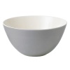 Soft gray contrasts warmly with a rich cream hue, giving this versatile serving bowl from Vera Wang an earthy, understated elegance.