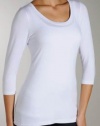 Miraclebody by Miraclesuit Women's 3/4 Sleeve Scoop Neck Top, White, Large
