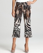 Make a fierce style statement in BASLER's animal print pants. A cropped length lends a modern finish.