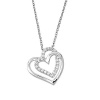23MM .925 ITALIAN 2 HEARTS CLEAR CZ PENDANT W/ 16 +1LINK CHAIN NECKLACE