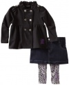 Calvin Klein Baby-Girls Infant Jacket With Denim Skirt And Legging, Black, 12 Months