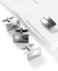 Classic boardroom style is made modern with these polished cufflinks from Geoffrey Beene. Classic boardroom style is made modern with these polished cufflinks from Geoffrey Beene.