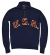 Polo Ralph Lauren Men Big Logo USA Olympic Team Half Zip Sweatshirt (XXL, Navy/red/off white)