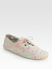 Wardrobe go-to, with a lace-up front and rubber sole for traction made of star-covered soft suede. Suede upperLeather liningRubber solePadded insoleMade in ItalyOUR FIT MODEL RECOMMENDS ordering true whole size; ½ sizes should order the next whole size up. Wardrobe go-to, with a lace-up front and rubber sole for traction made of star-covered soft suede. Suede upperLeather liningRubber solePadded insoleMade in ItalyOUR FIT MODEL RECOMMENDS ordering true whole size; ½ sizes should order the next whole size up.