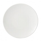 An ideal service for contemporary interiors, the simplicity of the finish resembles the weave of a natural fabric. The basis for Everyday Elegance, this versatile porcelain service offers the ability to go from day to evening with the substitution of a mug to tea cup/saucer and coupe soup to rim soup.