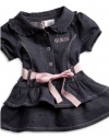 GUESS Kids Girls Tiered Knit Guess Dress (0 - 9m), INDIGO (6/9M)