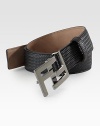Superior sophisticated style delicately woven in fine Italian leather with logo buckle.LeatherAbout 1¼ wideMade in Italy