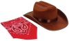 Brown Jr. Cowboy Hat with Red Bandana