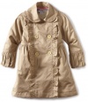 Hartstrings Girls 2-6X Little Sateen Double Breasted Coat, Velvet Taupe, 6X