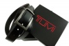 TUMI Leather Belt Mens Reversible Black Brown & Present Gift Box