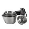 Good Grips stainless steel measuring cups by Oxo International. This stainless steel set includes a 1/4, 1/3, 1/2 & 1 cup size cups for all of your baking needs. They feature a non-slip soft grip and bright color-coded permanent measurements for easy use.