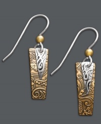 Channel your inner bohemian. Jody Coyote's free-spirited style combines sterling silver and bronze to form a beautifully-engraved pair of rectangular-shaped drop earrings. Approximate drop: 1-1/4 inches. Channel your inner bohemian. Jody Coyote's free-spirited style combines sterling silver and bronze to form a beautifully-engraved pair of rectangular-shaped drop earrings. Approximate drop: 1-1/4 inches.