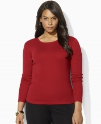 Lauren Ralph Lauren's classic long-sleeved plus size tee is cut from comfortable ribbed cotton with a patch pocket at the left sleeve featuring Ralph Lauren's embroidered monogram. Lauren Ralph Lauren's classic long-sleeved plus size tee is cut from comfortable ribbed cotton with a patch pocket at the left sleeve featuring Ralph Lauren's embroidered monogram.