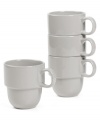 Keep the kitchen and table in check with Stax Living dinnerware. A simple gray finish adorns mugs for everyday use, in a shape designed for efficient stacking and storage. Perfect for small spaces!